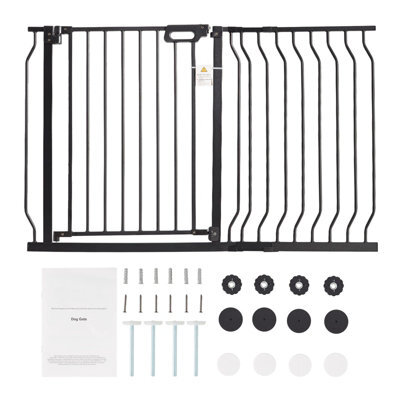 Vevor Baby Gate W 75-118Cm(29.5-46.4In) H 76Cm(30In) Dog Stairs Auto Close Pressure Wall Mount Black - image 1