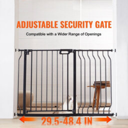 Vevor Baby Gate W 75-118Cm(29.5-46.4In) H 76Cm(30In) Dog Stairs Auto Close Pressure Wall Mount Black - thumbnail 2