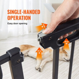 Vevor Baby Gate W 75-118Cm(29.5-46.4In) H 76Cm(30In) Dog Stairs Auto Close Pressure Wall Mount Black - thumbnail 3