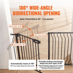 Vevor Baby Gate W 75-118Cm(29.5-46.4In) H 76Cm(30In) Dog Stairs Auto Close Pressure Wall Mount Black - thumbnail 4