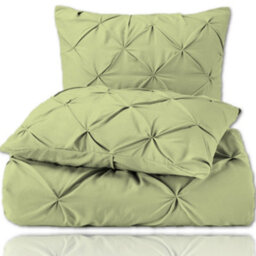 TheWhiteWater Limited Pintuck Duvet Cover Set + Matching Pillowcases With Bedsheet - 3In1 Hotel Style Bedding Set - Sage Green - thumbnail 6