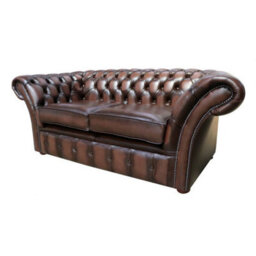 Chesterfield 2 Seater Antique Brown Real Leather Sofa Settee Bespoke In Balmoral Style - thumbnail 4