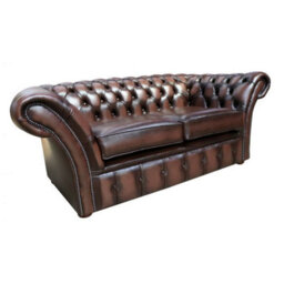 Chesterfield 2 Seater Antique Brown Real Leather Sofa Settee Bespoke In Balmoral Style - thumbnail 3