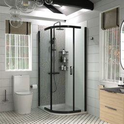 Bathroom City Odessa Matt Black 1200X800mm Offset Quadrant Shower Enclosure With Slimline Tray And Waste 8mm Glass - thumbnail 5