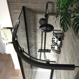 Bathroom City Odessa Matt Black 1200X800mm Offset Quadrant Shower Enclosure With Slimline Tray And Waste 8mm Glass - thumbnail 2