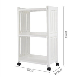3-Tier White Storage Trolley Kitchen Bathroom Laundry - thumbnail 2