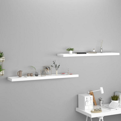 Berkfield Floating Wall Shelves 2 Pcs White 120X23.5X3.8 Cm Mdf - image 1