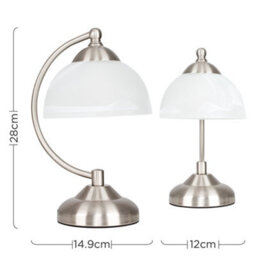 Valuelights Stamford Curved Brushed Chrome And Frosted Glass Bedside Table Lamp - thumbnail 6