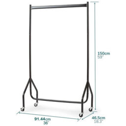 House Of Home 3Ft Long X 5Ft Heavy Duty Clothes Rail In Black Metal - thumbnail 2
