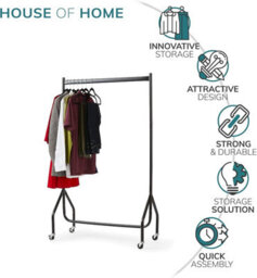 House Of Home 3Ft Long X 5Ft Heavy Duty Clothes Rail In Black Metal - thumbnail 6