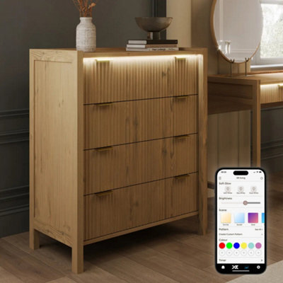 X Rocker Xr Living Dakota Chest Of Four Drawers With App Controlled Led Lights - Wild Oak - image 1