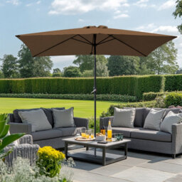 Rinse Bathrooms Outdoor Patio Garden Parasol 3X2M Sun Shade Umbrella Canopy W/crank Tilt Uv Protection Coffee - thumbnail 1