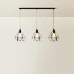 Valuelights Diablo Geometric Shade 3 Drop Diner Bar Matte Black Ceiling Pendant Light - thumbnail 3