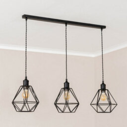 Valuelights Diablo Geometric Shade 3 Drop Diner Bar Matte Black Ceiling Pendant Light - thumbnail 5