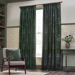 Morris & Co Acorn Multi Floral Jacquard Room Darkening Pencil Pleat Curtain Pair Thyme/forest (W)117Cm X (D)183Cm - thumbnail 2