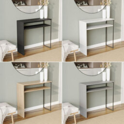 Urbn-Living Urbnliving 75Cm Height Wooden & Steel Console Display Table Living Room Hallway With Storage Shelf White Colour - thumbnail 4
