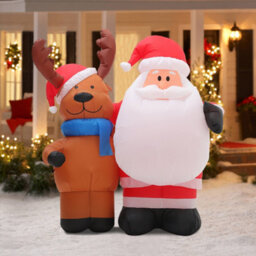 Living And Home 4.9Ft Led Christmas Inflatable Decoration Blow Up Santa Claus And Reindeer Outdoor Xmas Decor
