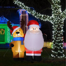 Living And Home 4.9Ft Led Christmas Inflatable Decoration Blow Up Santa Claus And Reindeer Outdoor Xmas Decor - thumbnail 4
