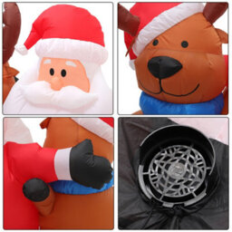 Living And Home 4.9Ft Led Christmas Inflatable Decoration Blow Up Santa Claus And Reindeer Outdoor Xmas Decor - thumbnail 6