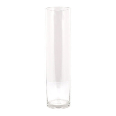Deenz Clear Glass Cylinder Vase Tall Slim Design Modern Storage Decor Home Events Centrepiece Flower Holder Display 40X10 Cm