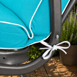 Alfresia Roma 3-Seater Swing Seat Charcoal Frame With Luxury Teal Cushions - thumbnail 3