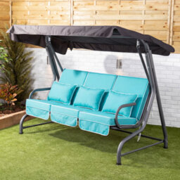 Alfresia Roma 3-Seater Swing Seat Charcoal Frame With Luxury Teal Cushions
