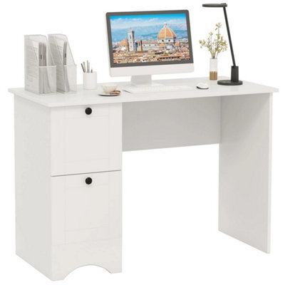 Computer Desk Home Office Writing Desk Study Desk W/2 Drawers-White - image 1