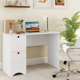 Computer Desk Home Office Writing Desk Study Desk W/2 Drawers-White - thumbnail 6