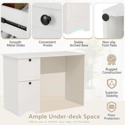 Computer Desk Home Office Writing Desk Study Desk W/2 Drawers-White - thumbnail 3