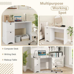 Computer Desk Home Office Writing Desk Study Desk W/2 Drawers-White - thumbnail 4