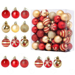 Amorly 50Pcs Red Gold Christmas Tree Baubles, 40mm Shatterproof Plastic Decorative Balls, Hanging Ornaments For Xmas Home Holiday Styling - thumbnail 1