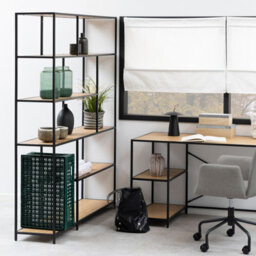 Furniture To Go Seaford  Bookcase With 5 Shelves In Black And Oak - thumbnail 4