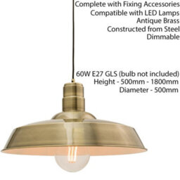 Hanging Ceiling Pendant Light Gloss Brass Industrial Dish Lamp Bulb Holder Kit - thumbnail 2