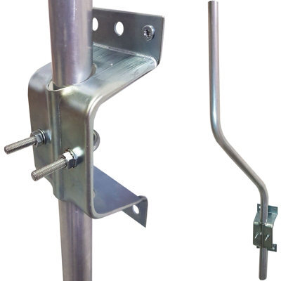 3 Ft Cranked Swan Neck Tv Aerial Pole Mast & Wall Clamp Facia Bracket Mount Kit