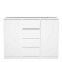 Wyld Haus Budapest White Gloss Wooden Sideboard 4 Drawers 2 Doors - thumbnail 4