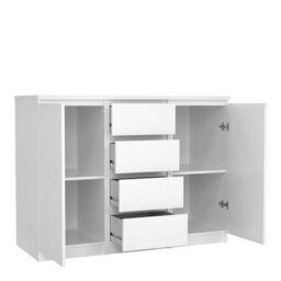 Wyld Haus Budapest White Gloss Wooden Sideboard 4 Drawers 2 Doors - thumbnail 6