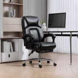 Homcom Office Chair, Computer Desk Chair With Spring Cushion, Black - thumbnail 1