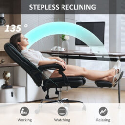 Homcom Office Chair, Computer Desk Chair With Spring Cushion, Black - thumbnail 7