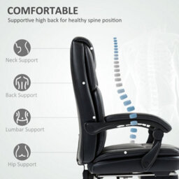 Homcom Office Chair, Computer Desk Chair With Spring Cushion, Black - thumbnail 5