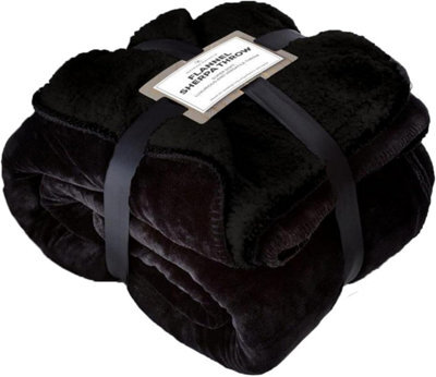 Gc Gaveno Cavailia Sherpa Snug Blanket 200X240 Black ,soft Thermal Warm Cosy Throw Blanket For Sofas Large Bed & Settee - image 1