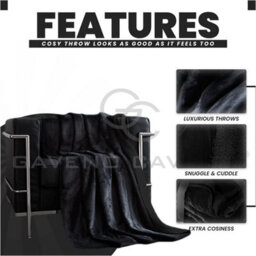 Gc Gaveno Cavailia Sherpa Snug Blanket 200X240 Black ,soft Thermal Warm Cosy Throw Blanket For Sofas Large Bed & Settee - thumbnail 3