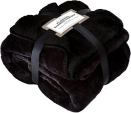 Gc Gaveno Cavailia Sherpa Snug Blanket 200X240 Black ,soft Thermal Warm Cosy Throw Blanket For Sofas Large Bed & Settee - thumbnail 1