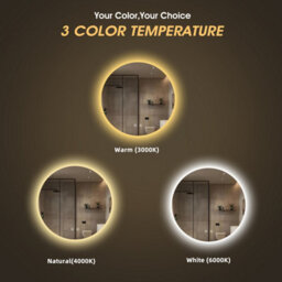 Fascinate 60Cm Round Led Bathroom Mirror - Tempered Glass, Anti-Fog, 3-Tone Dimmable Backlit Circular Wall Mirror, Ip44 Rated - thumbnail 2