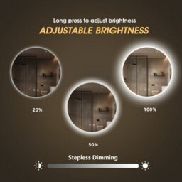 Fascinate 60Cm Round Led Bathroom Mirror - Tempered Glass, Anti-Fog, 3-Tone Dimmable Backlit Circular Wall Mirror, Ip44 Rated - thumbnail 3