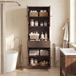 171.5 Cm Tall Bathroom Cabinet Freestanding Storage Cabinet - thumbnail 5