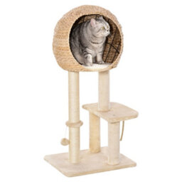 Pawhut 100Cm Kitten Climbing Tower For Indoor Cats With Sisal Post, Beige - thumbnail 2
