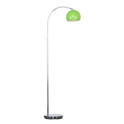 Valuelights Designer Style Chrome Stem Floor Lamp With Green Arco Style Metal Dome Light Shade With Led Gls Bulb In Warm White
