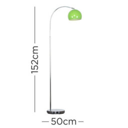 Valuelights Designer Style Chrome Stem Floor Lamp With Green Arco Style Metal Dome Light Shade With Led Gls Bulb In Warm White - thumbnail 5