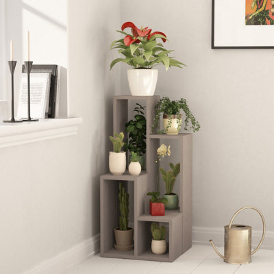 Decortie Sule Modern Plant Stand Multipurpose 2-Piece Display Mocha Grey H 89Cm - image 1