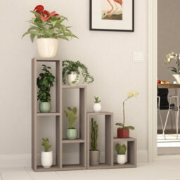 Decortie Sule Modern Plant Stand Multipurpose 2-Piece Display Mocha Grey H 89Cm - thumbnail 4